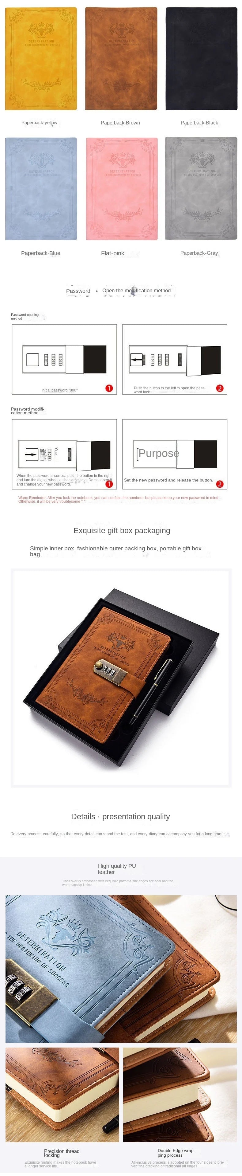 Retro-Tagebuch mit Schloss A5